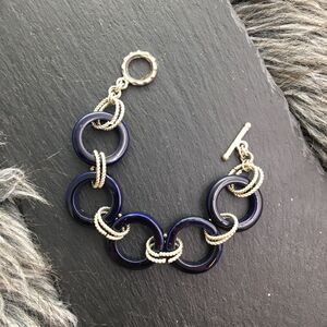 Navy and silver large chain link bracelet
